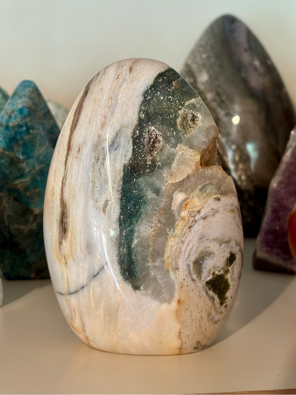 Large Ocean Jasper Freeform w/ Druzy Pockets – 655g (1.44 lbs)